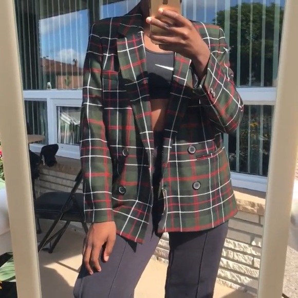 Zara Plaid Double-Breasted Blazer - Picture 6 of 8
